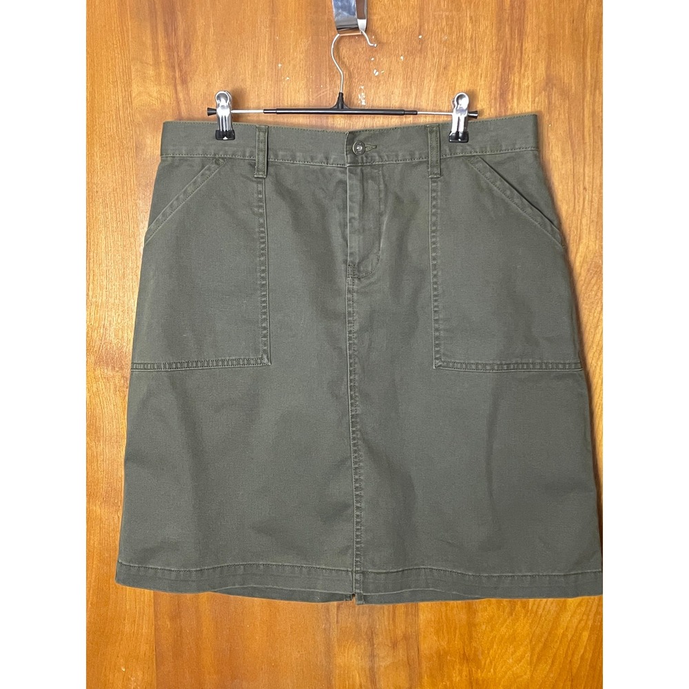 I.E. Relaxed Skirt Military Green Cotton Duck Cargo Utility Style Women 12 Retro